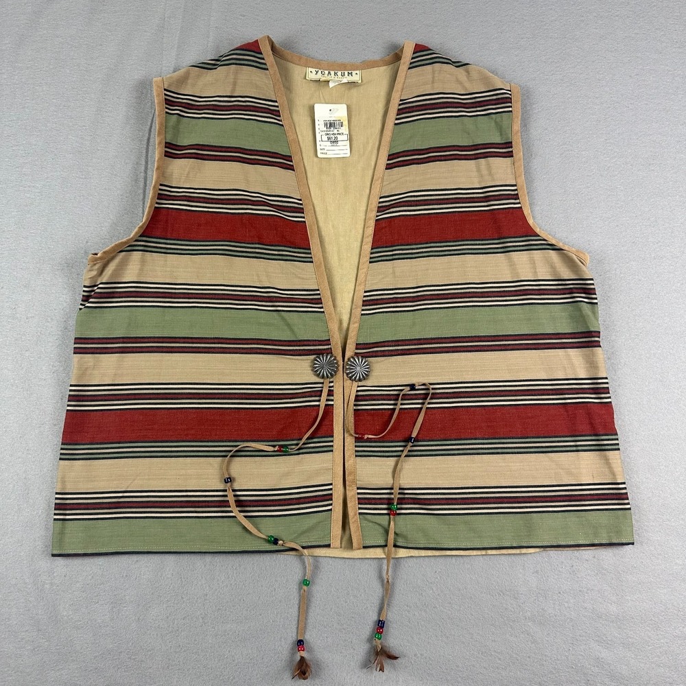 Double D Ranch womens Vest 2X Southwestern concho tie striped NEW‎ Vintage